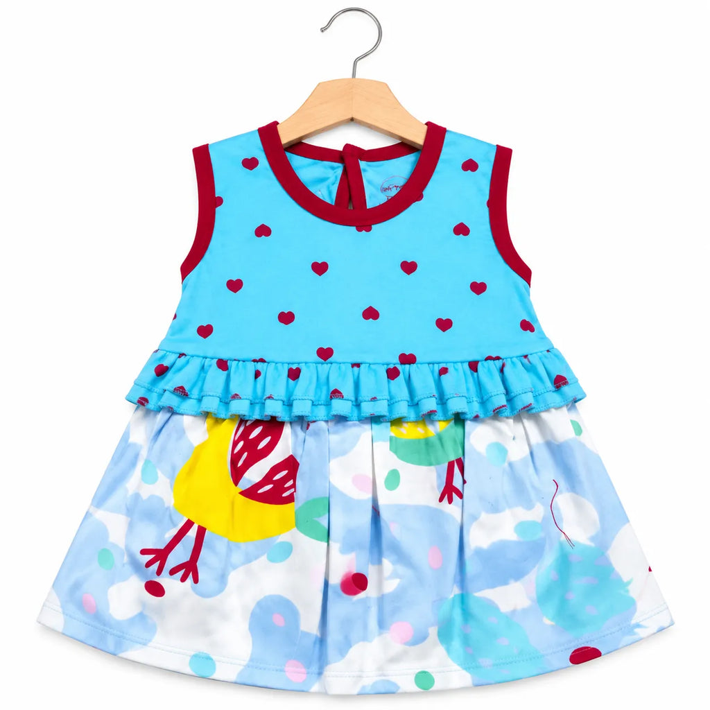 Sky Blue Frock Style Mid Season Suiting Set – 3 Piece