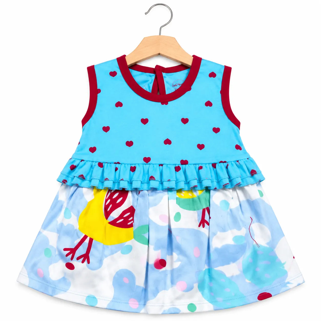 Sky Blue Frock Style Mid Season Suiting Set – 3 Piece