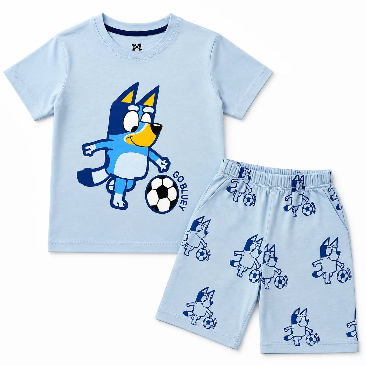Sky Blue Go Bluey Summer Coord Set 2-Piece for Kids | Jersey Cotton | Lil’ Cubs
