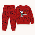 Red Snoopy fleece trouser for kids by Lil' Cubs, featuring Snoopy design, perfect for winter wear for ages 1 to 12.