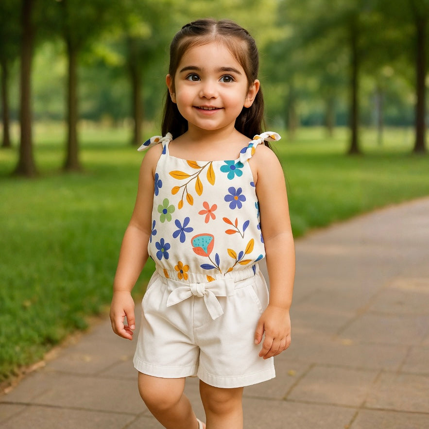 Butterfly Garden Baby Girl Co-Ord Set (3M–3Y) | Summer Cotton Top & Shorts