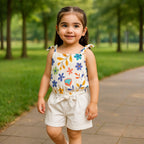 Butterfly Garden Baby Girl Co-Ord Set (3M–3Y) | Summer Cotton Top & Shorts