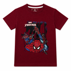 Dark red Spider Summer T-shirt from Lil' Cubs' coord set, featuring a playful spider design on lightweight summer fabric.