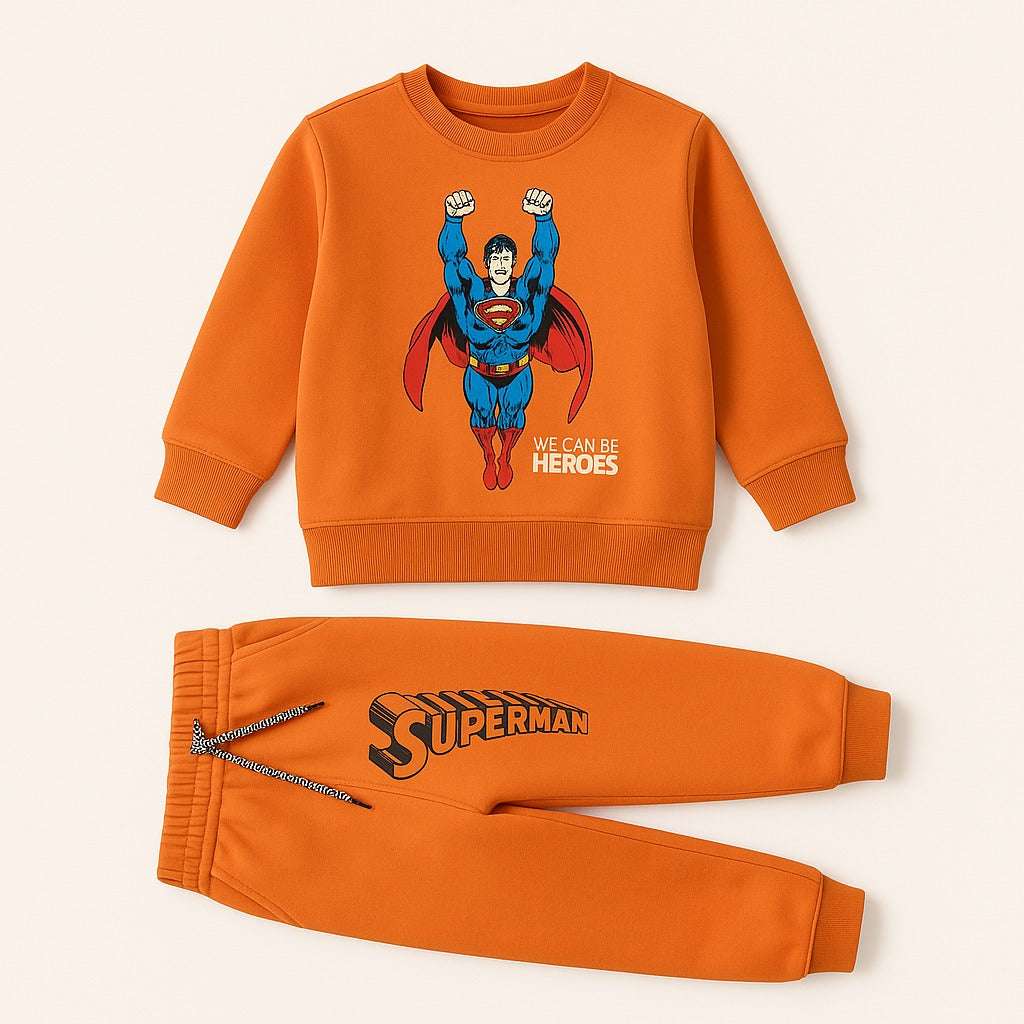 Superman "We Can Be Heroes" Fleece Tracksuit (Orange)