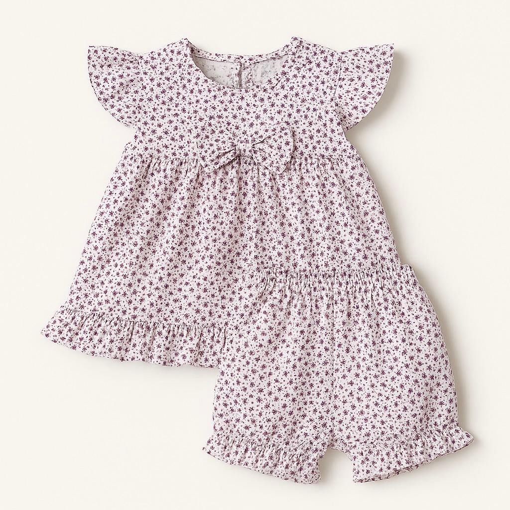 Baby girl floral summer suit set with dress and bloomers – Lil Cubs PK