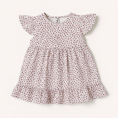 2-piece cotton baby girl dress set with ruffles and bow
