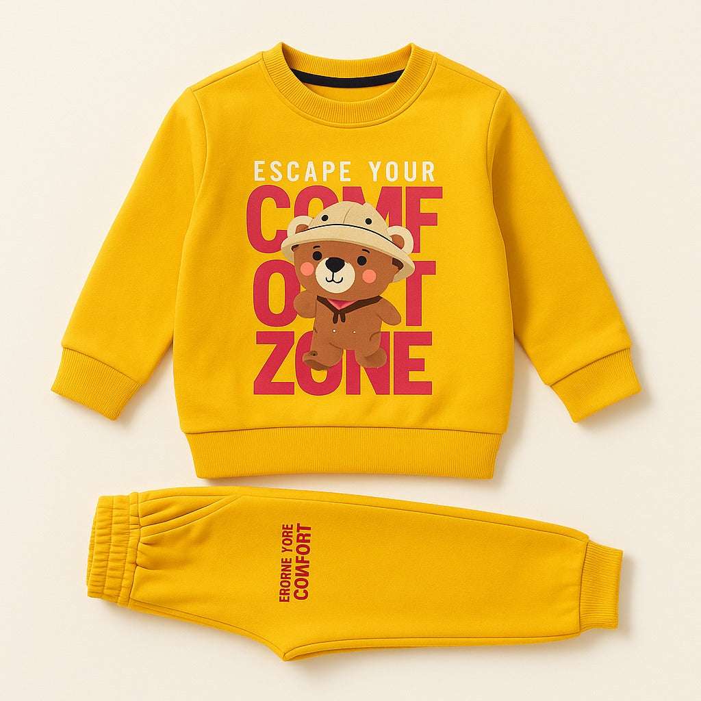 Bear "Escape Your Comfort Zone" Fleece Tracksuit (Yellow)