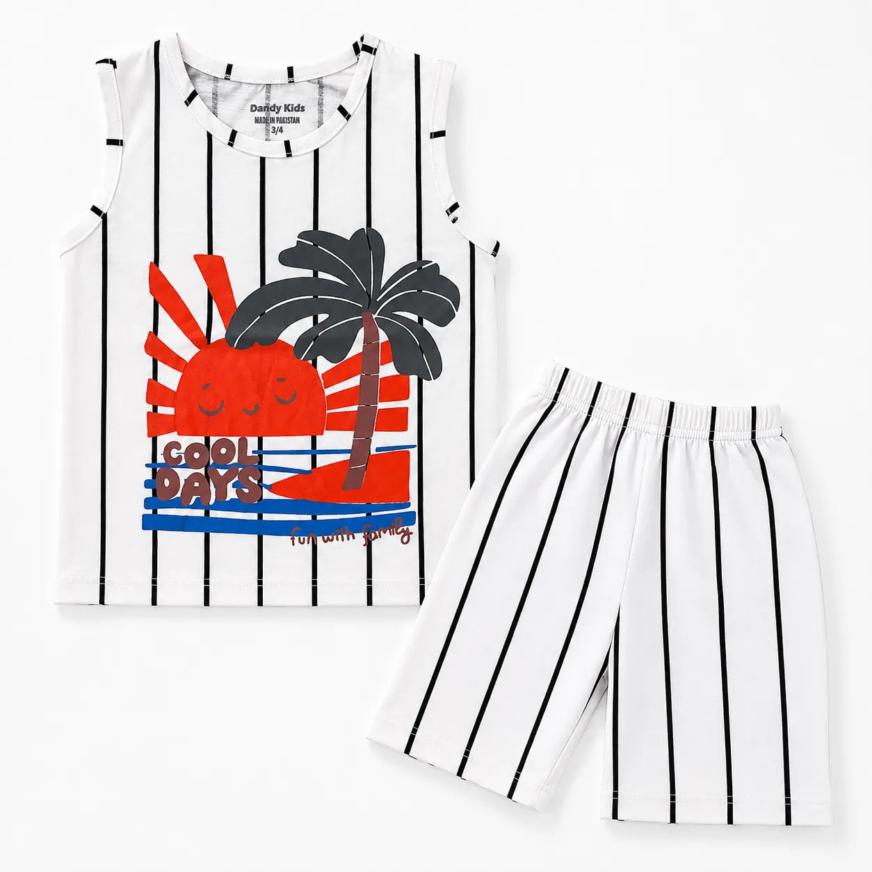Boys White Cool Days Print Summer Coord Set (2-Piece) Age 1 - 12 Years