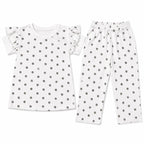 Girls white floral summer coord set by lilcubspk, 2-piece outfit for ages 12 months to 12 years, featuring a floral top and matching shorts.