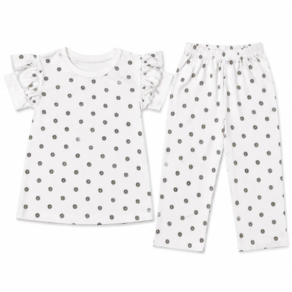 Girls White Flowers Summer Coord Set (2-Piece) Age 12 Months - 12 Years
