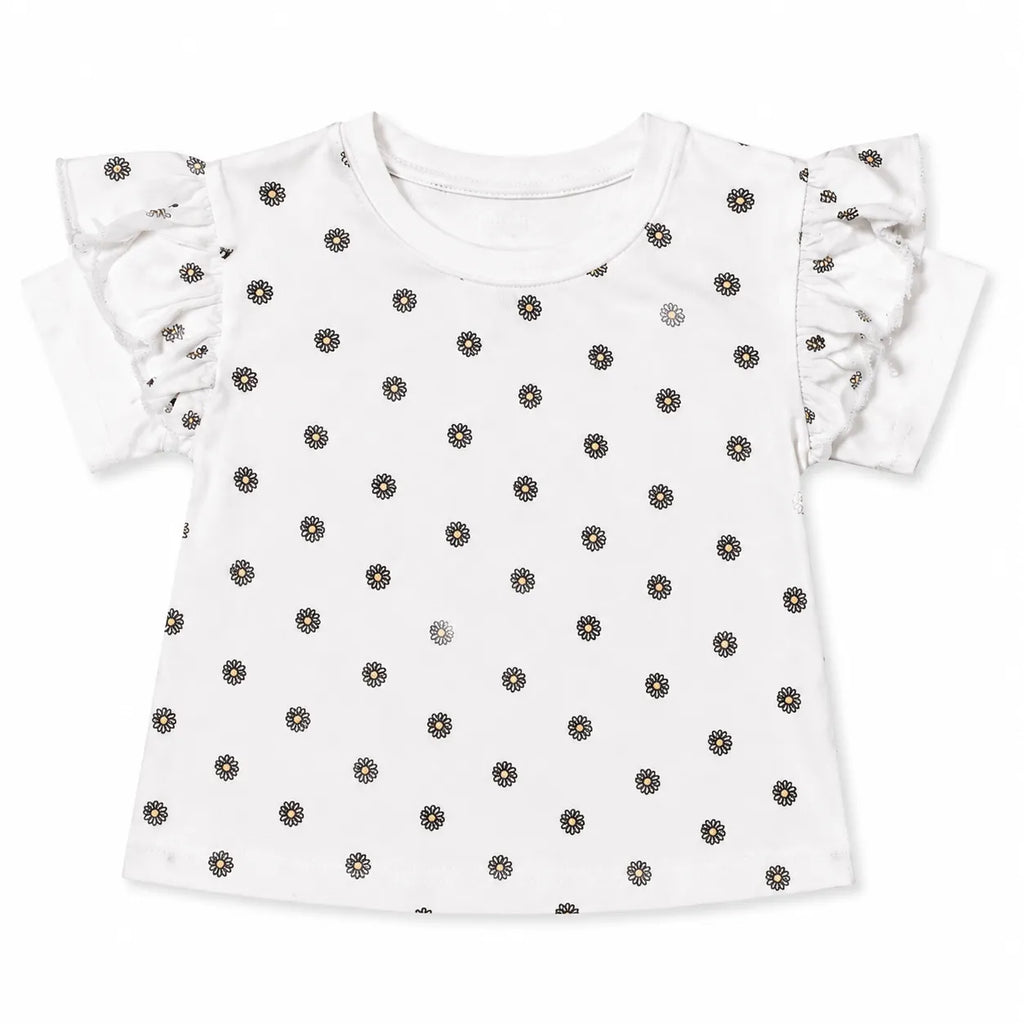 Girls White Flowers Summer Coord Set (2-Piece) Age 12 Months - 12 Years