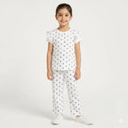 Girls white floral summer coord set by lilcubspk, 2-piece outfit for ages 12 months to 12 years, featuring a white floral top and shorts.