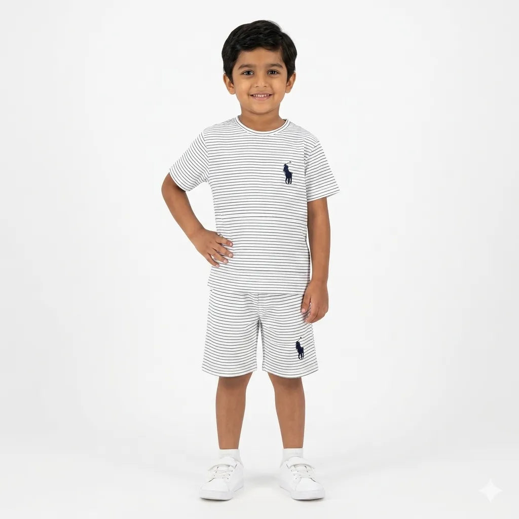 Boys White Polo Summer Coord Set (2-Piece) Age 12 Months - 10 Years