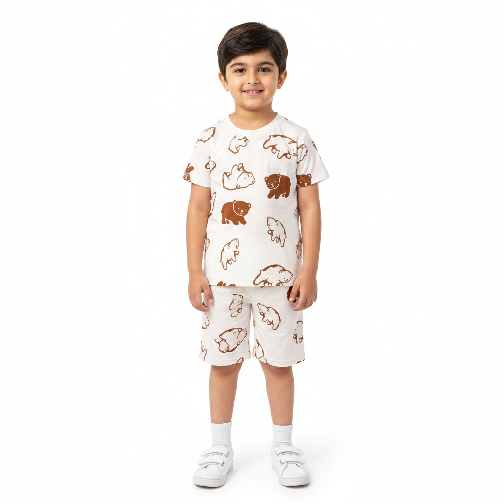 White Polar Panda Summer Coord Set - Jersey Cotton Fabric - Affordable Summer Outfits - Kidswear Brand in Pakistan - Stylish Design in Summer Outfits - Trendy Summer Articles - Lil' Cubs