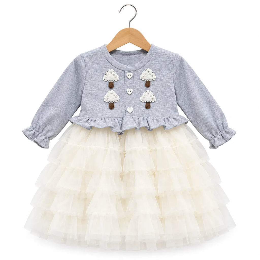 Winter Blue Tree Frock (Size 6 Months - 3 Years)
