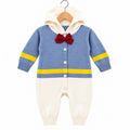 Winter Blue & White Bow Romper (Size 0 - 18 Months)