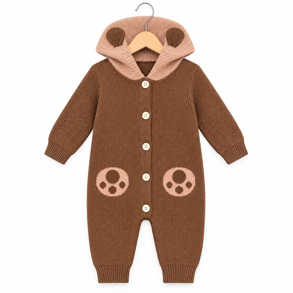 Winter Brown Panda Romper (Size 0 - 18 Months)