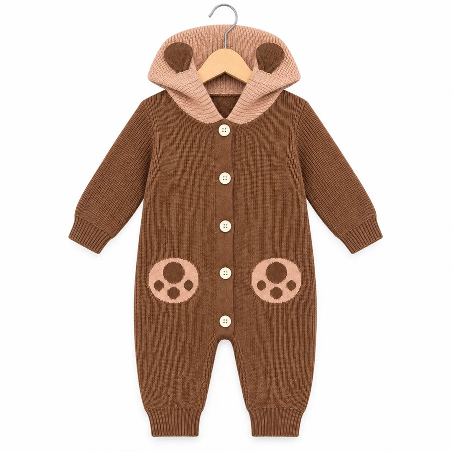 Winter Brown Panda Romper (Size 0 - 18 Months)