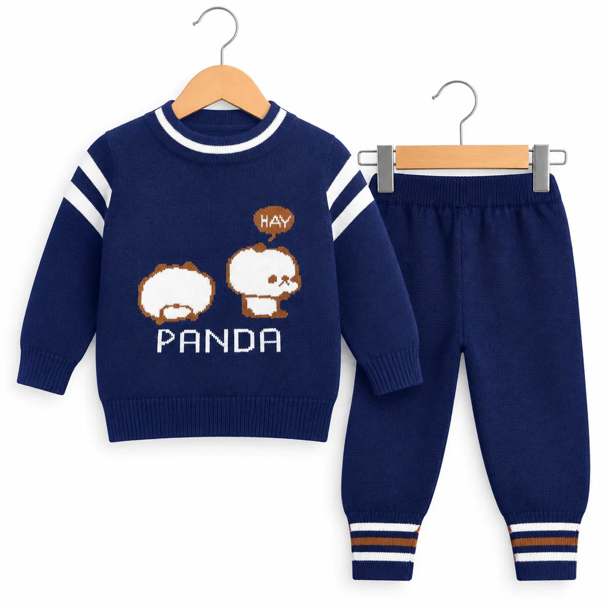 Winter Imported Suiting Blue Panda Print (Size 0 - 18 Months)