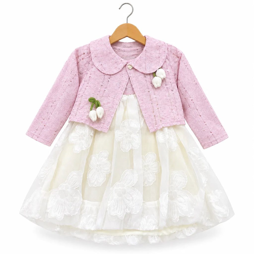 Winter Pink Floral Frock (Size 6 Months - 3 Years)