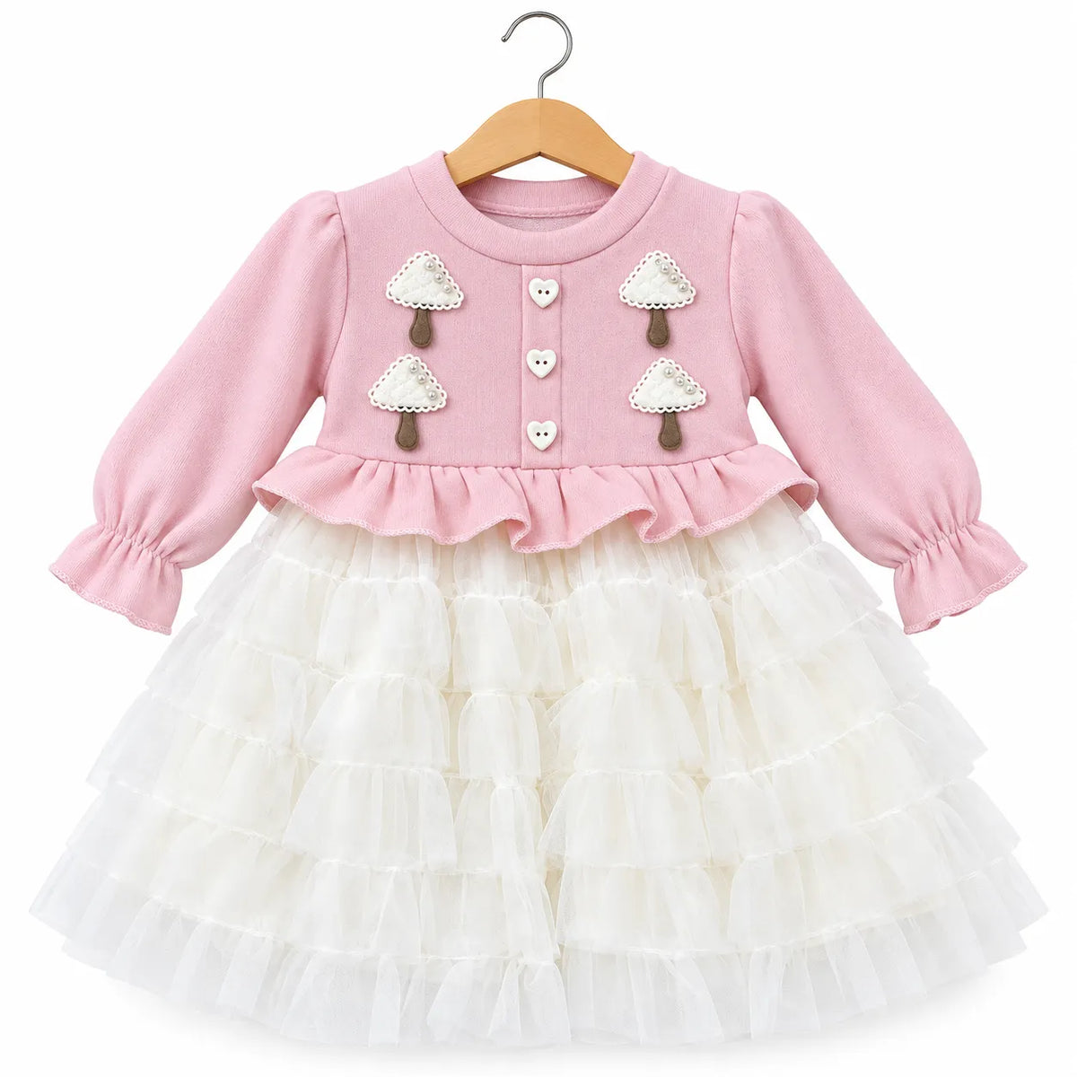 Winter Pink Tree Frock (Size 6 Months - 3 Years)