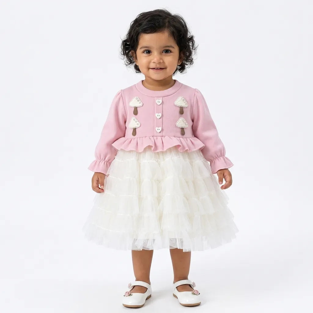 Winter Pink Tree Frock (Size 6 Months - 3 Years)