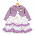 Winter Purple Polka Dot Frock (Size 6 Months - 3 Years)