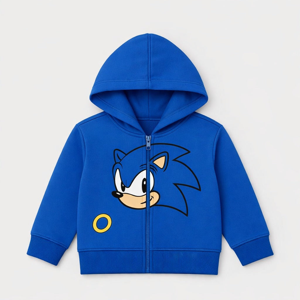 Sonic Zip-Up Hoodie Winter Fleece Sweatshirt for Kids - Cartoon Character, Sonic, Kidswear, Kids Outfits, Boys Fashion - Fleece Fabric - 2-12 Years - Lil' Cubs