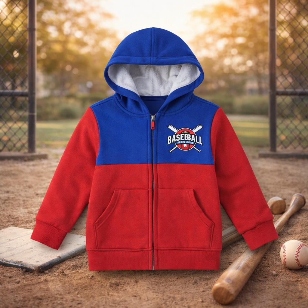 Baseball-Inspired Fleece Hoodie