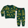 Lil' Cubs Cool SK8 graffiti winter tracksuit for boys, fleece trousers with colorful graffiti design, suitable for ages 1-12 years.