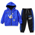 Blue Sonic Zipper Coord Set from lilcubspk, a two-piece fleece outfit featuring a zip-up top and matching pants.