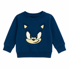 Kids Blue Sonic Face Graphic Sweatshirt – Soft Cotton Pullover for Boys  (1 to 12)