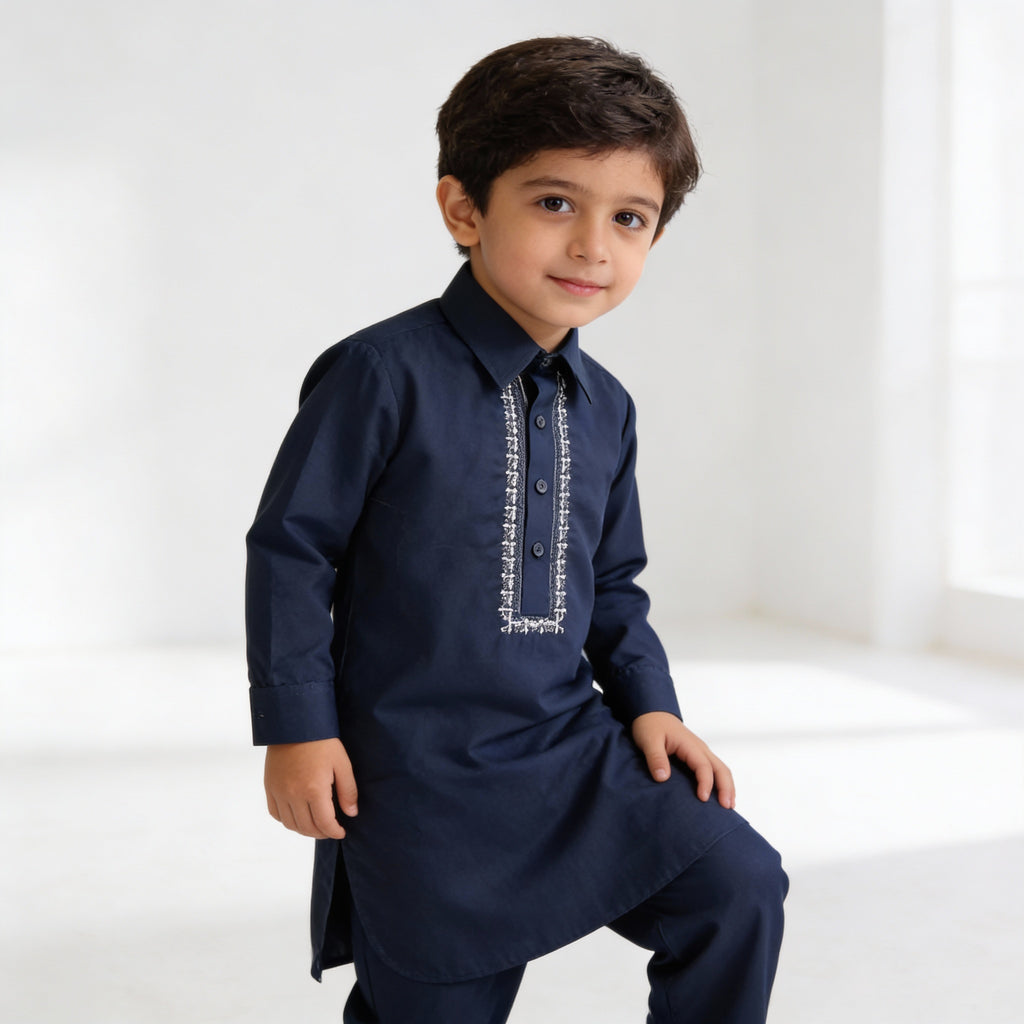 Royal Embroidered Navy Blue Shalwar Kameez