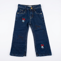 Dark indigo girls' denim jeans with Minnie embroidery by Lil' Cubs, featuring classic fit and embroidered Minnie design.