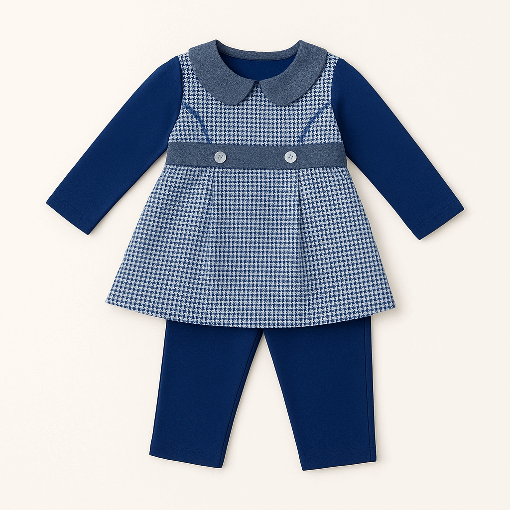 Stylish Winter Woolen Frock with Matching Pants for Baby Girls
