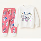 Pink Kitty Jogger & White Bunny Sweatshirt Set – Cozy Winter Wear ( Size 1-12 Years )