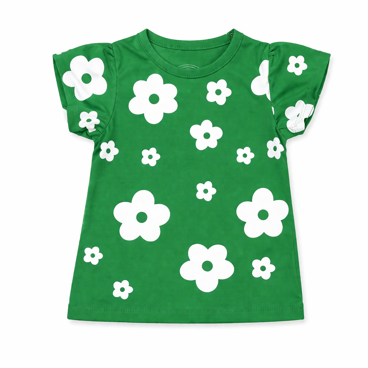 Girls green summer coord set by lilcubspk featuring a floral print, perfect for ages 1-12, includes top and matching shorts.