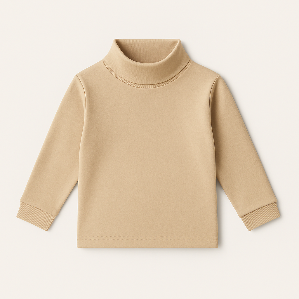 Kids Winter High Neck Tops – Warm Cotton Basics (White, Black, Beige)