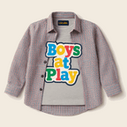 Boys at Play Double Shirt – Multicolor Mini Checked Shirt with Grey Boys at Play Tee | LilCubs