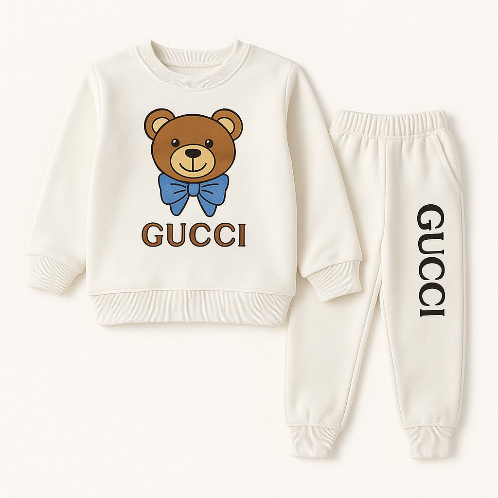 White Kids Gucci Bear Sweatshirt & Joggers Set (1-12 Years)