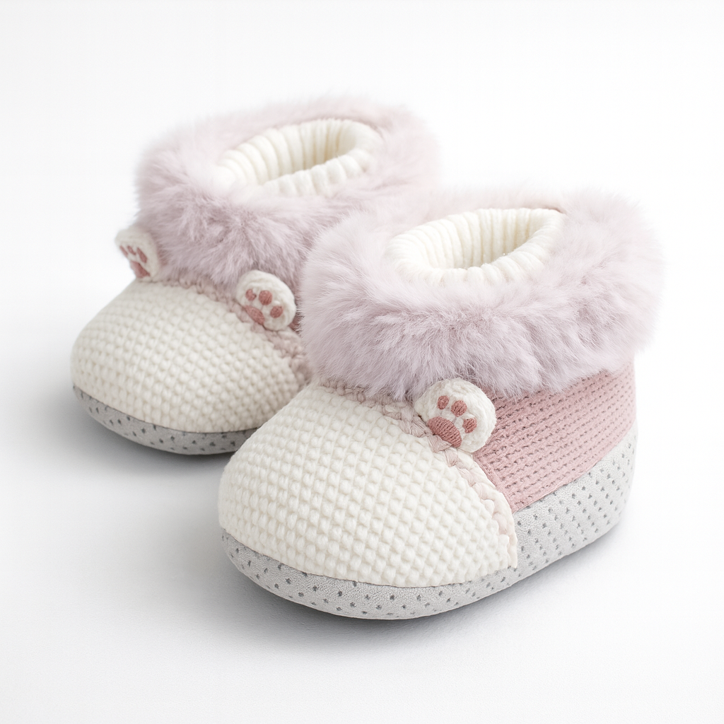 Baby imported shoes for 0–12 months by Lil' Cubs, soft fabric shoes with cute design for infants.