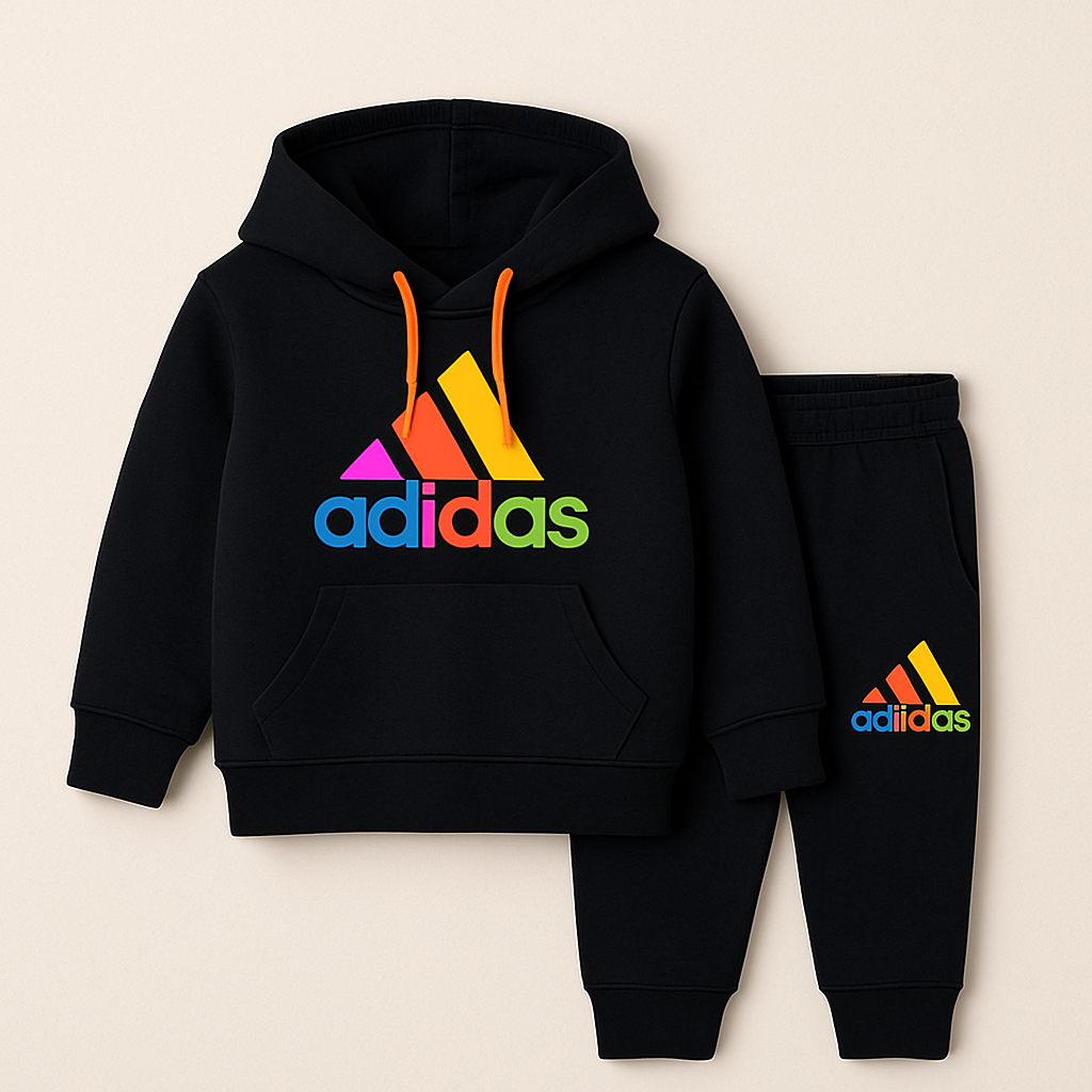 💙 Boys Black “Sport Champ” Winter Tracksuit – Bold Branded Hoodie & Jogger Set (1–12 Years)