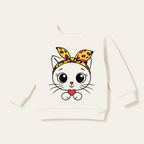 Girls Cartoon Cat Printed Sweatshirt – Kids Winter Top (Sizes 1-10 Years)