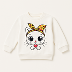 Girls Cartoon Cat Printed Sweatshirt – Kids Winter Top (Sizes 1-10 Years)