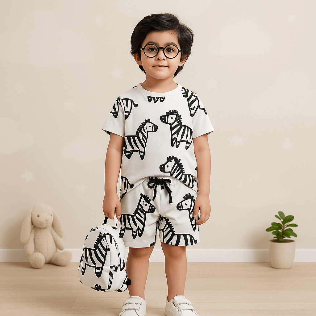 Unisex Zebra Print Coord Set for Kids – Summer Two-Piece Outfit