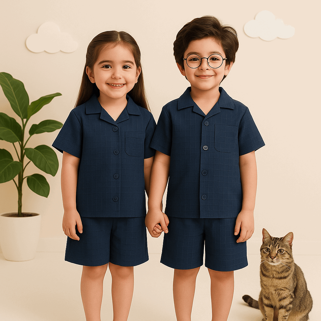 Lilcubs.pk Unisex Crinkle Cotton Cord Set – Signature Summer Collection (1 to 6 Years)