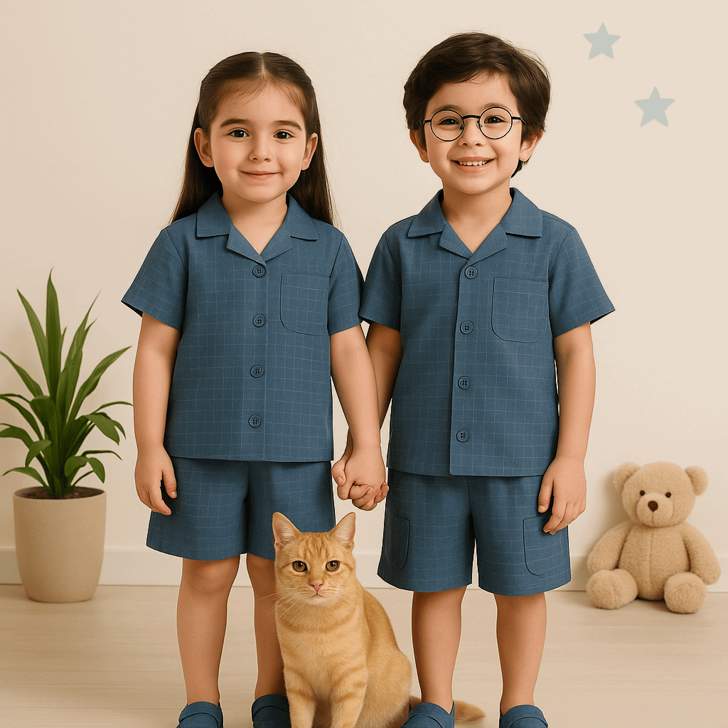 Lilcubs.pk Unisex Crinkle Cotton Cord Set – Signature Summer Collection (1 to 6 Years)