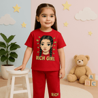 "Rich Girl" Graphic Kids Coord Set (Red)