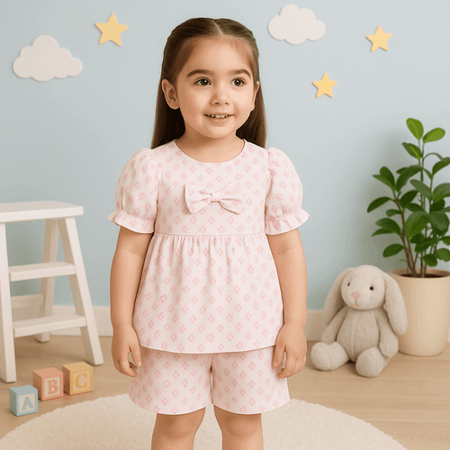 Baby Girl Floral Summer Suit Set | 2-Piece Cotton Dress & Bloomer