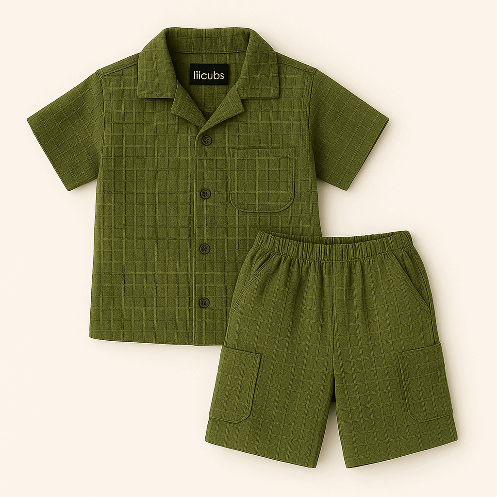 Lilcubs.pk Unisex Crinkle Cotton Cord Set – Signature Summer Collection (1 to 6 Years)
